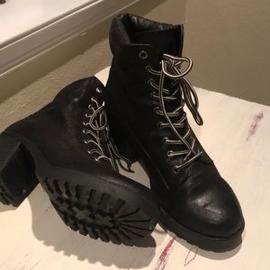 Black lace up combat boots
